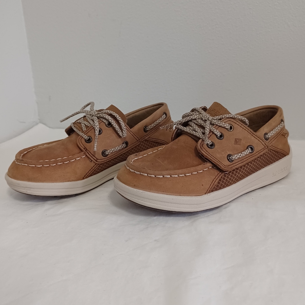 Sperry Kids Tan Brown Lace Moccasin Boat Shoes